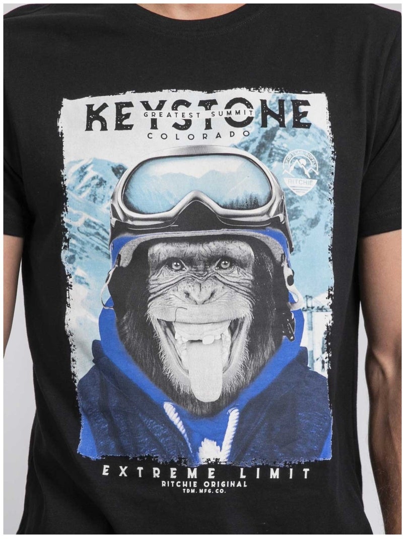 T-shirt girocollo pur coton JACOSKI Nero - Kiabi