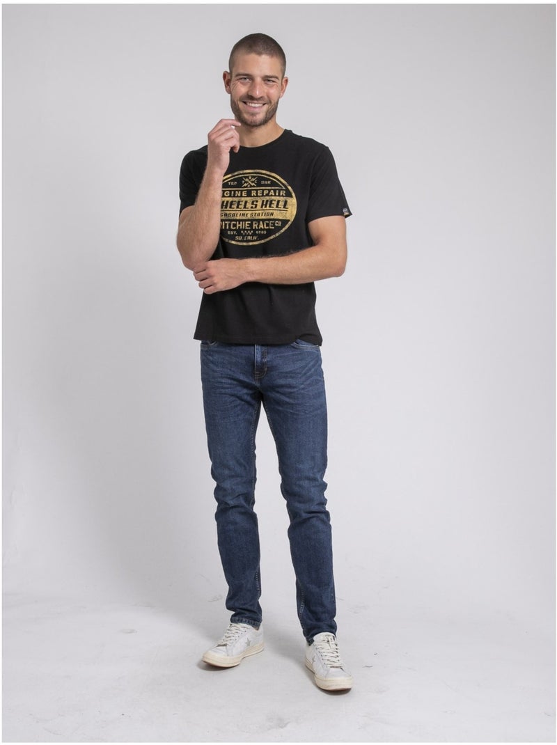 T-shirt girocollo pur coton JAKOTA Nero - Kiabi