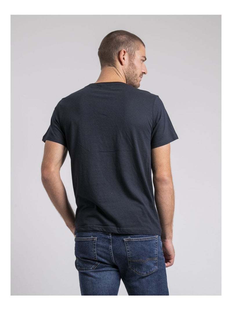 T-shirt girocollo pur coton JAMEKONG Blu marino - Kiabi