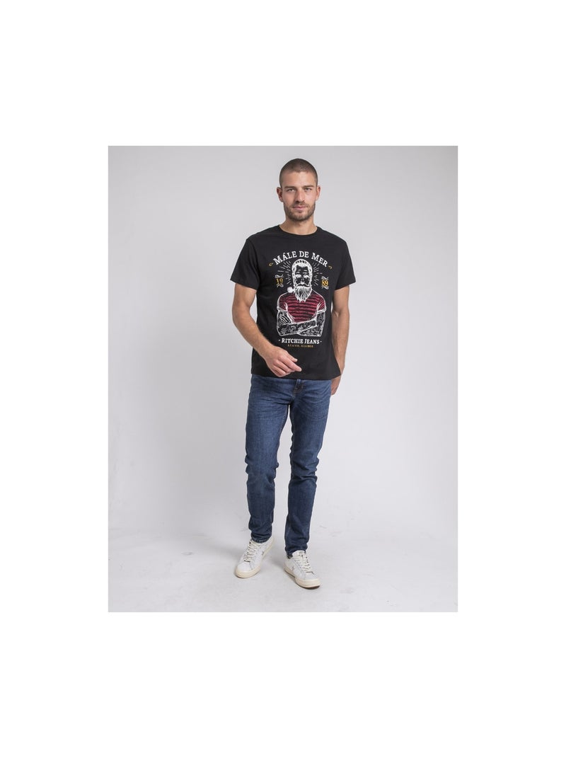 T-shirt girocollo pur coton JAMEKONG Nero - Kiabi