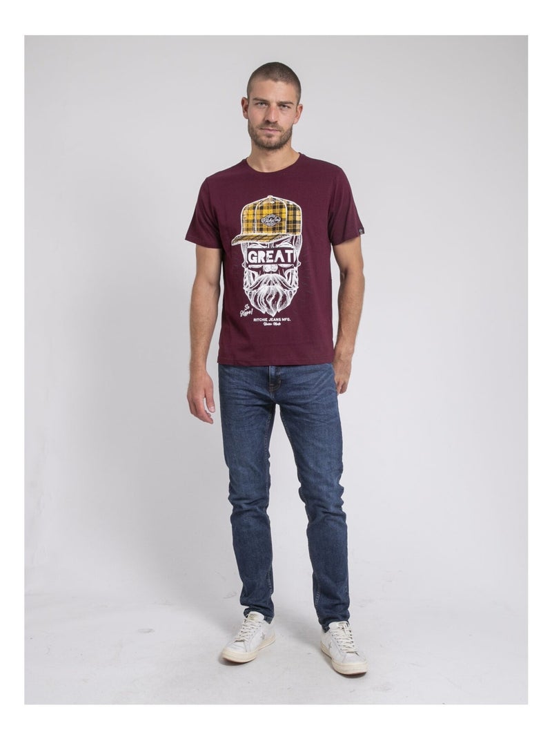 T-shirt girocollo pur coton JAMYTH Viola - Kiabi
