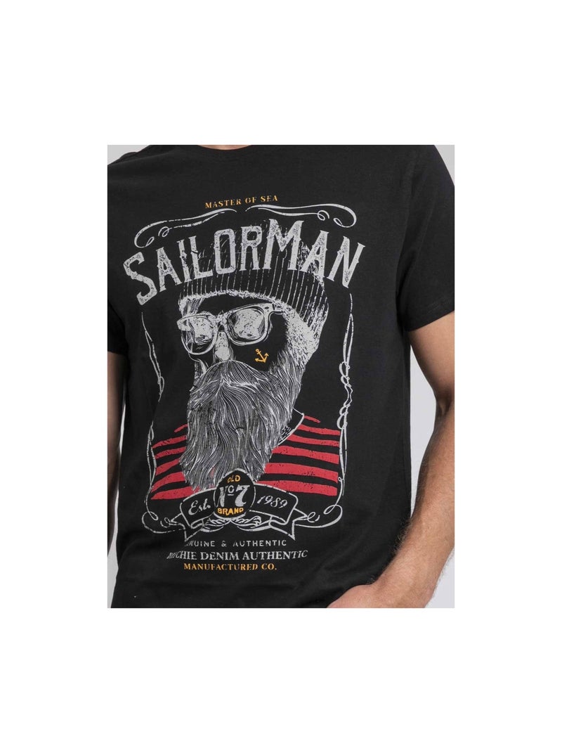 T-shirt girocollo pur coton JIMARTIN Nero - Kiabi