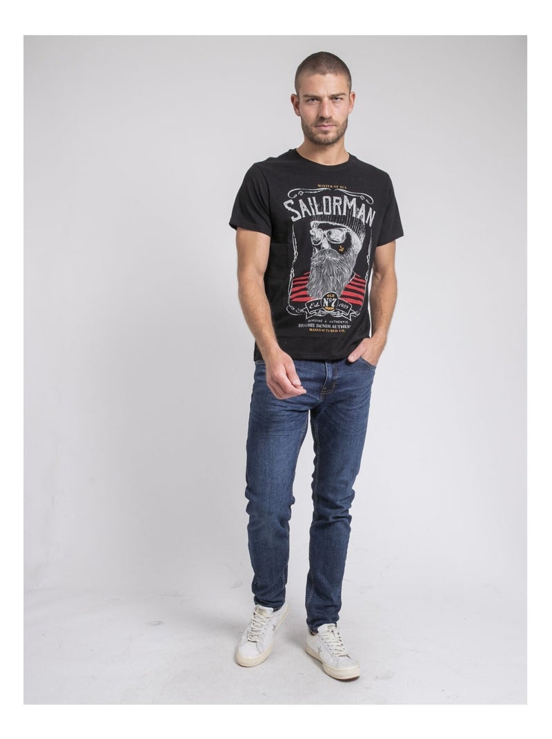 T-shirt girocollo pur coton JIMARTIN Nero - Kiabi