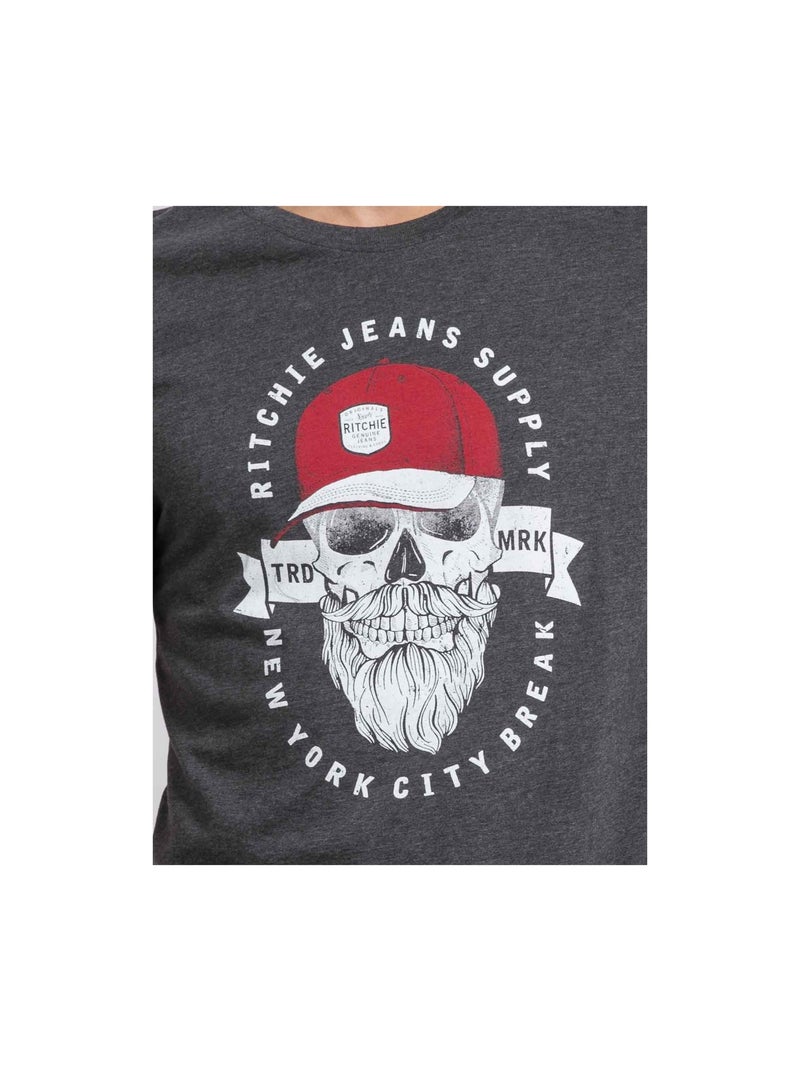 T-shirt girocollo pur coton JIMINAL Grigio - Kiabi