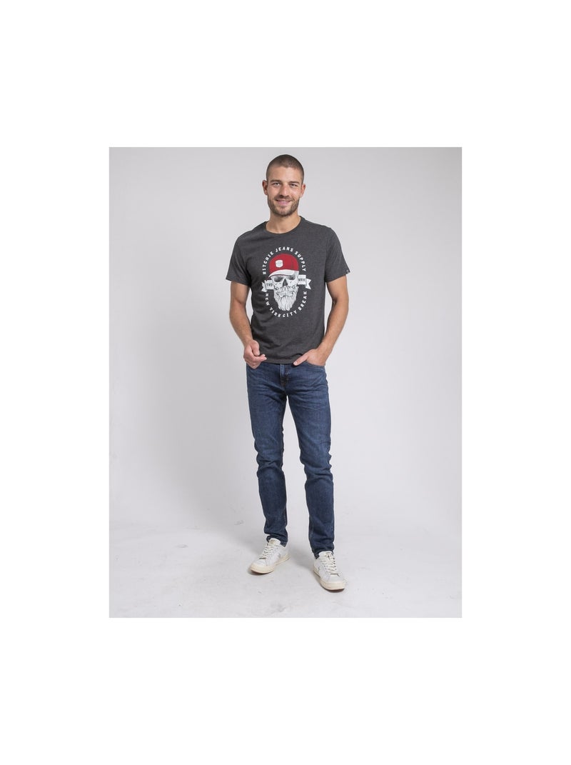 T-shirt girocollo pur coton JIMINAL Grigio - Kiabi