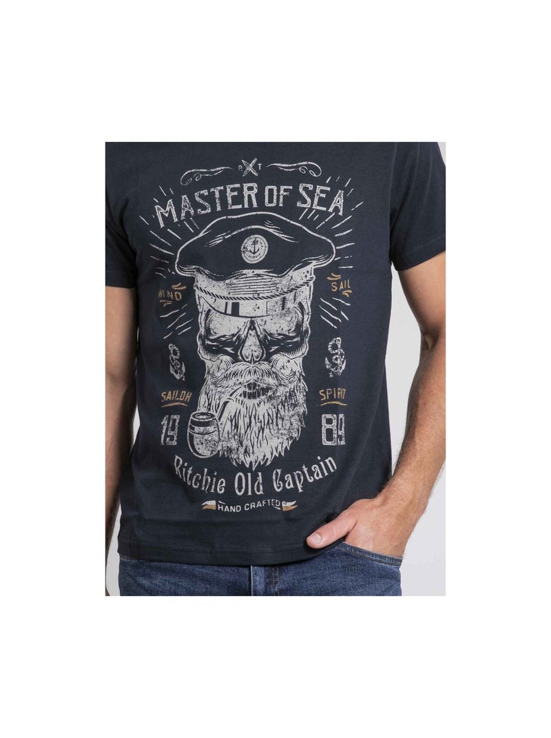 T-shirt girocollo pur coton JIMOSCAR Blu marino - Kiabi