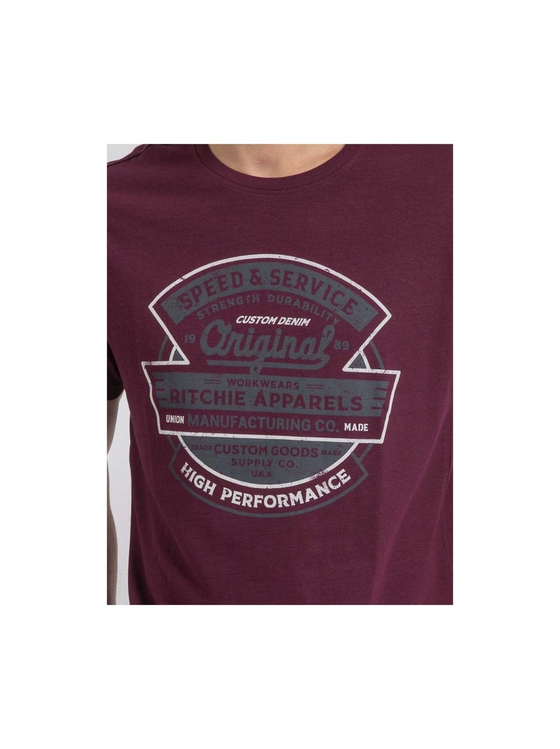 T-shirt girocollo pur coton JIROBIN Viola - Kiabi