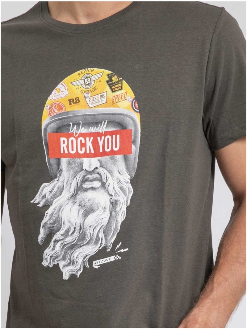 T-shirt girocollo pur coton JOMODEK Cachi - Kiabi