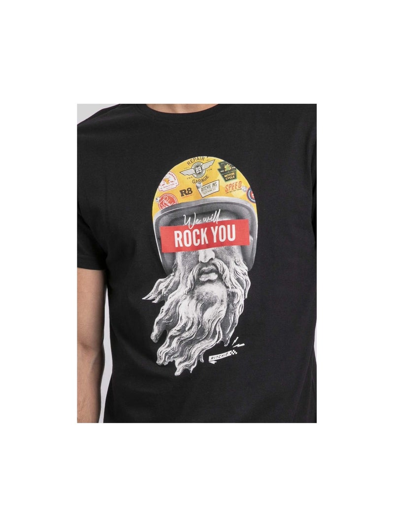 T-shirt girocollo pur coton JOMODEK Nero - Kiabi