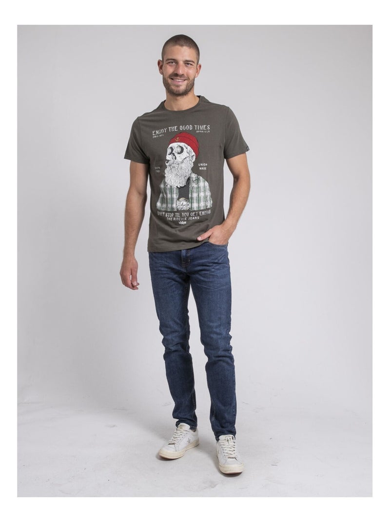 T-shirt girocollo pur coton JORUSTIX Cachi - Kiabi