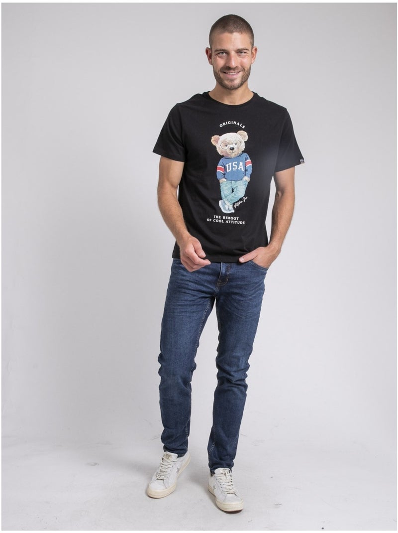 T-shirt girocollo pur coton JOULIO Nero - Kiabi