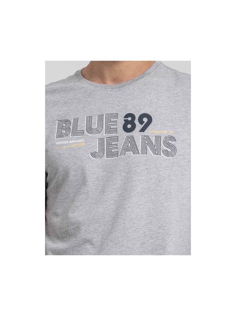 T-shirt girocollo pur coton JUPILAR Grigio - Kiabi