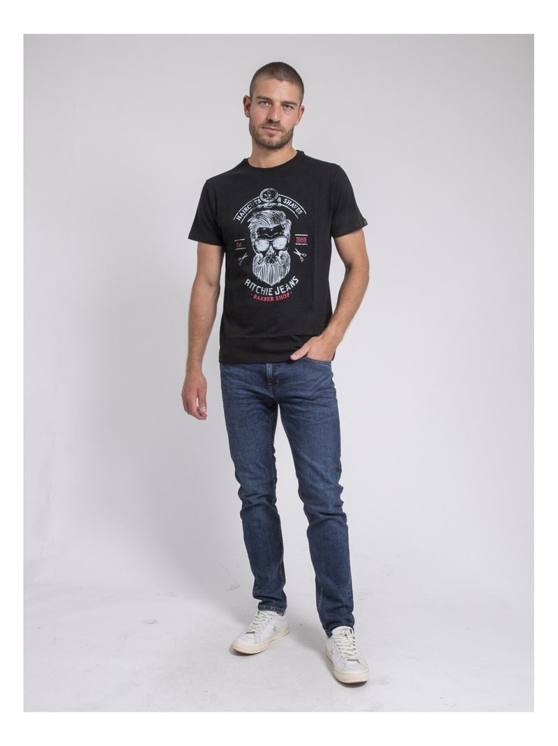 T-shirt girocollo pur coton JUSIX Nero - Kiabi