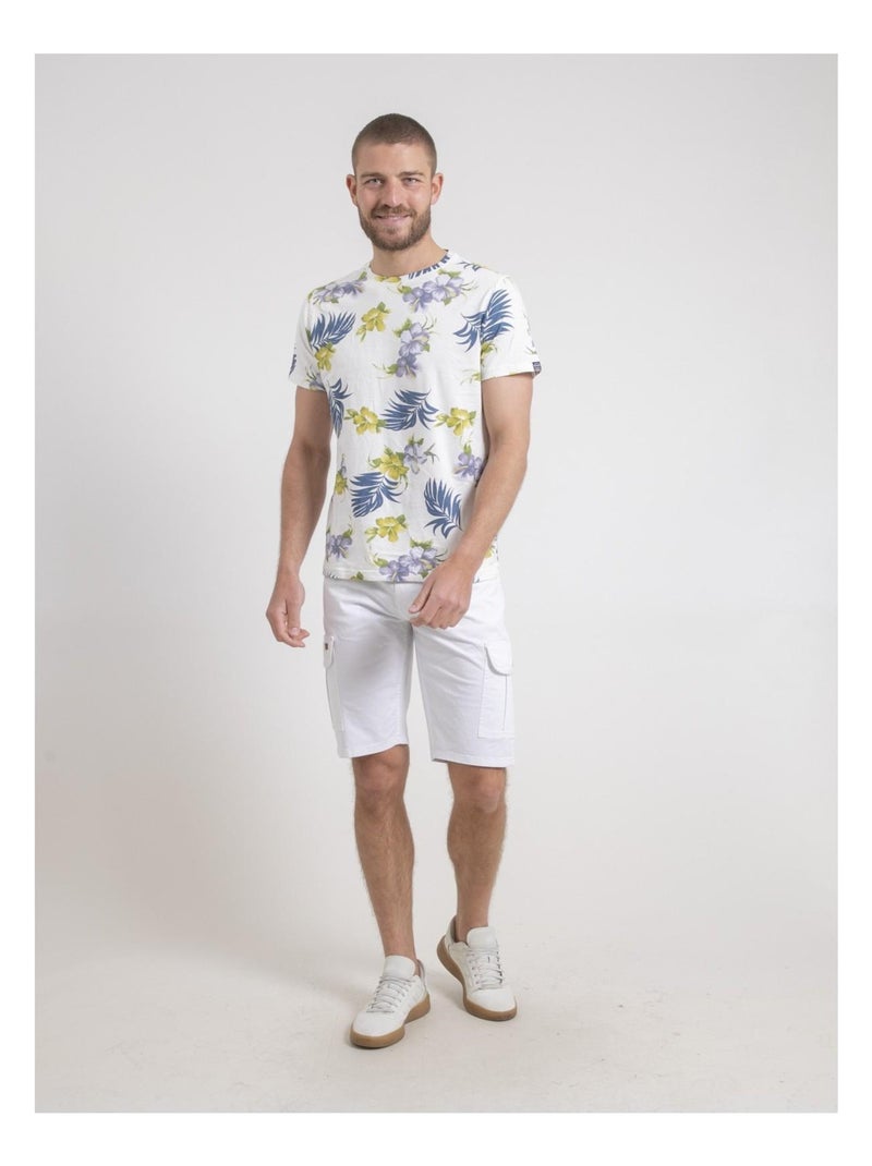 T-shirt girocollo puro cotone a motivi NULIBIS Ecru - Kiabi