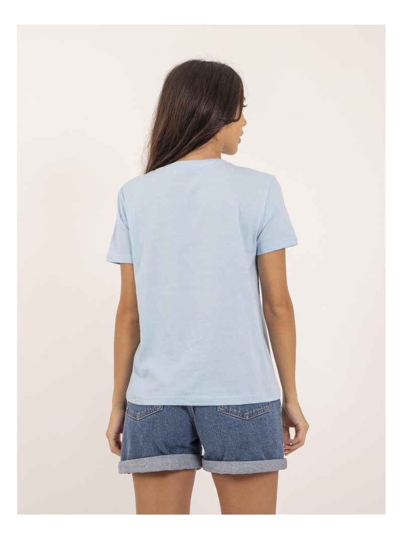 T-shirt girocollo puro cotone FABIANA Blu chiaro - Kiabi