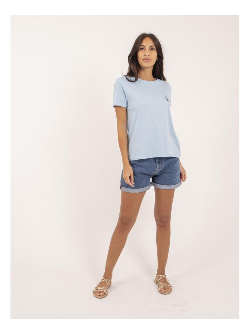 T-shirt girocollo puro cotone FABIANA Blu chiaro - Kiabi