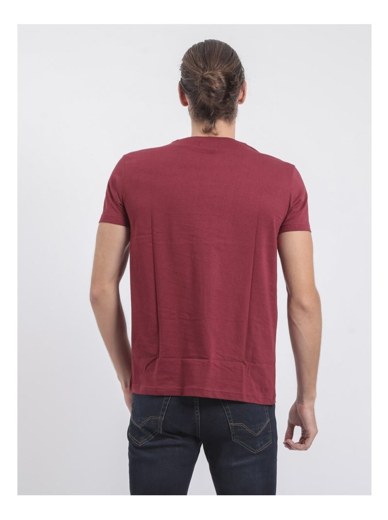 T-shirt girocollo puro cotone JACRAIG Bordeaux - Kiabi