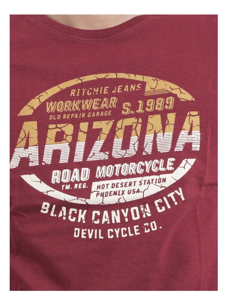 T-shirt girocollo puro cotone JACRAIG Bordeaux - Kiabi