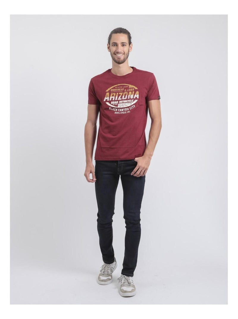 T-shirt girocollo puro cotone JACRAIG Bordeaux - Kiabi
