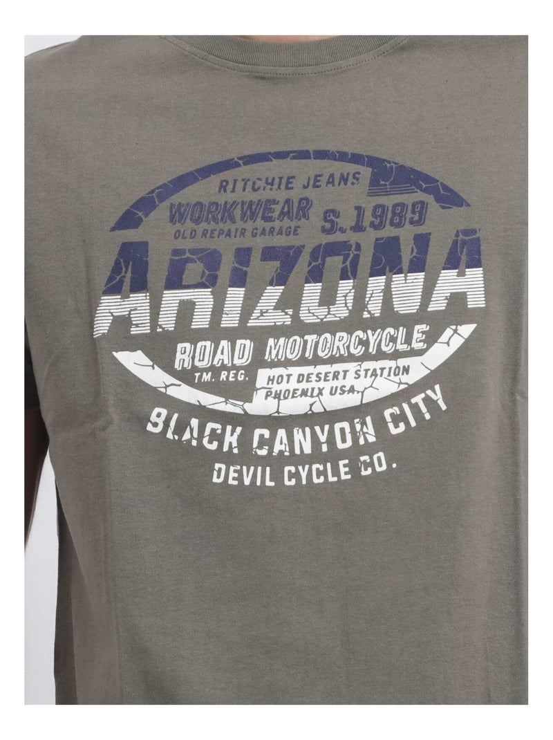 T-shirt girocollo puro cotone JACRAIG Cachi - Kiabi