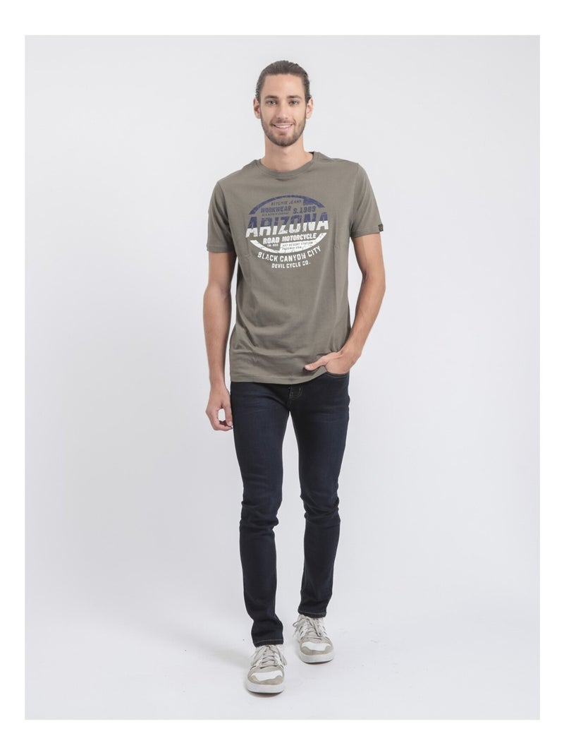 T-shirt girocollo puro cotone JACRAIG Cachi - Kiabi