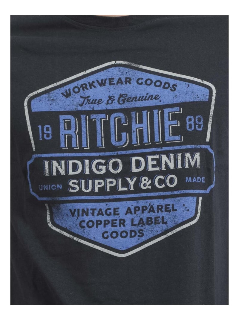 T-shirt girocollo puro cotone JAGNY Blu marino - Kiabi