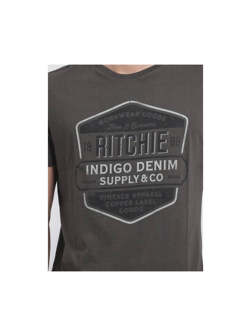 T-shirt girocollo puro cotone JAGNY Grigio - Kiabi