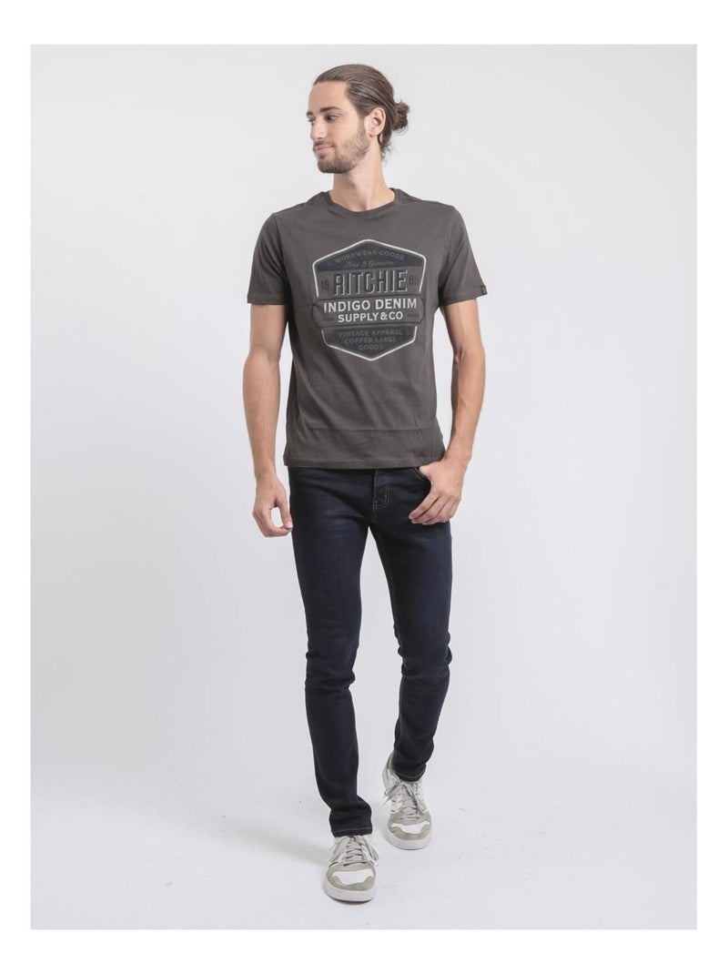 T-shirt girocollo puro cotone JAGNY Grigio - Kiabi