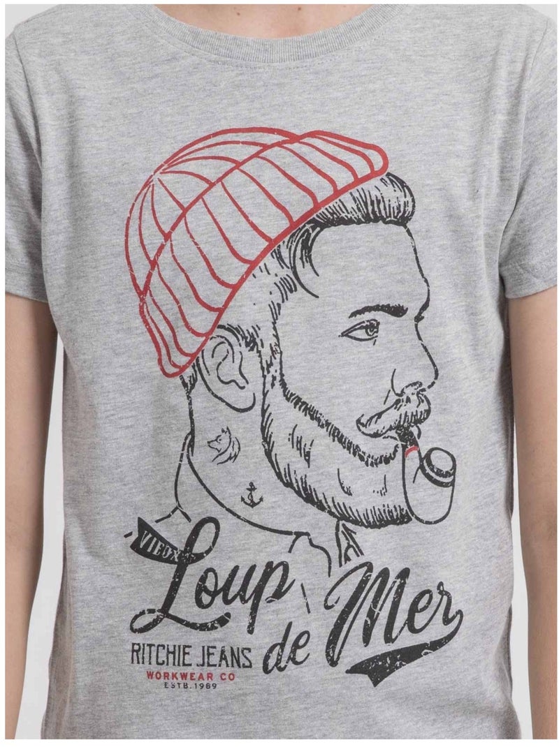 T-shirt girocollo puro cotone JOUANCY-J Grigio chiaro - Kiabi