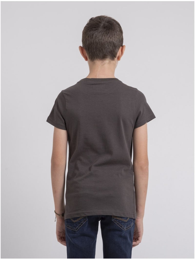 T-shirt girocollo puro cotone JOUANCY-J Grigio scuro - Kiabi