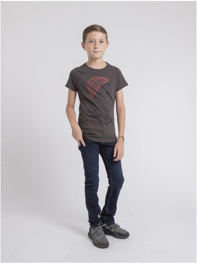 T-shirt girocollo puro cotone JOUANCY-J Grigio scuro - Kiabi