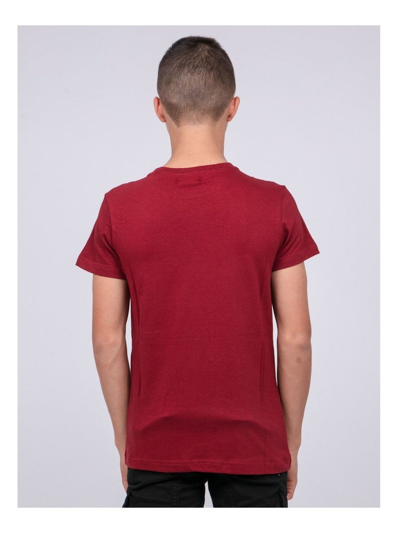 T-shirt girocollo puro cotone JOUMEA-J Bordeaux - Kiabi