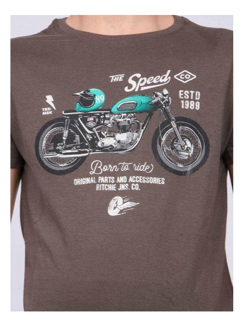 T-shirt girocollo puro cotone JOUMEA-J Cachi - Kiabi