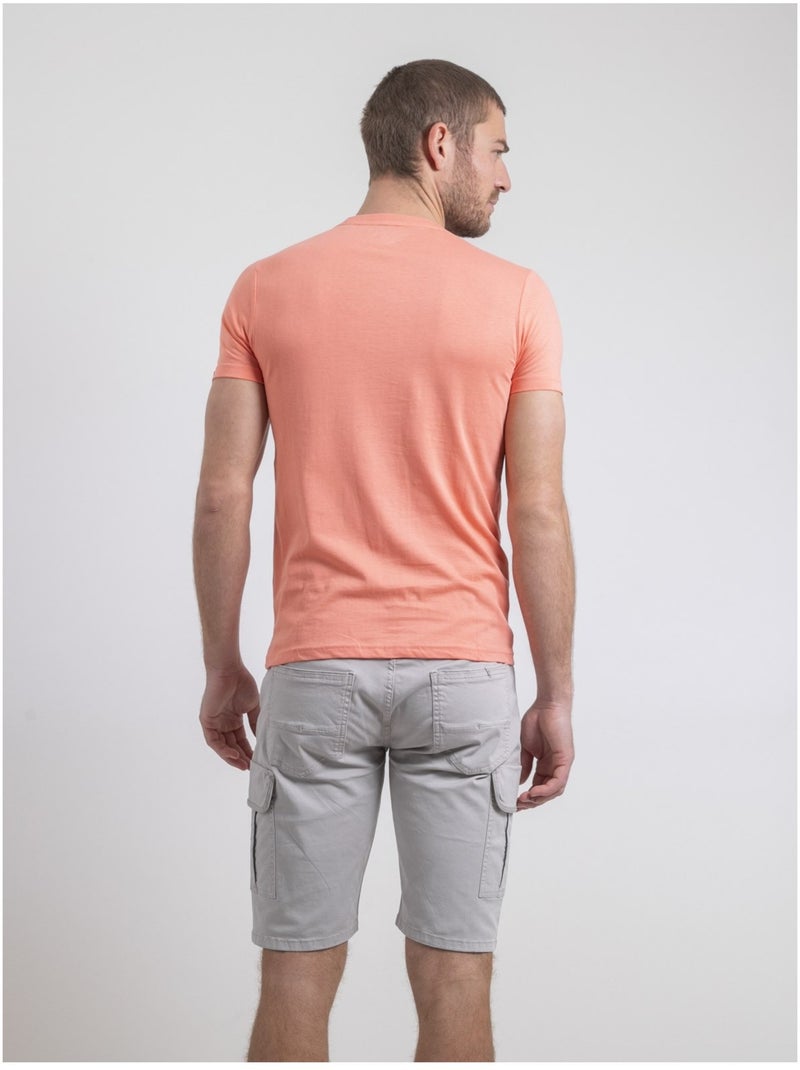 T-shirt girocollo puro cotone NAPAMIEL Arancione corallo - Kiabi