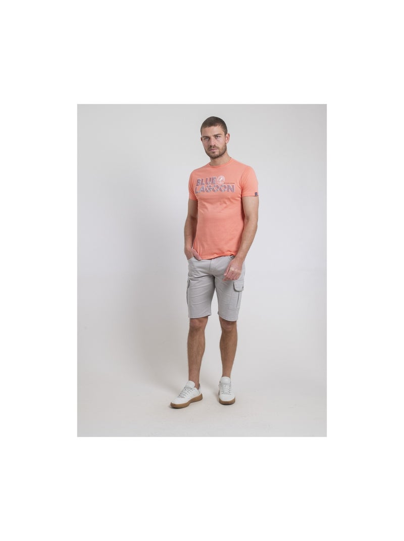 T-shirt girocollo puro cotone NAPAMIEL Arancione corallo - Kiabi