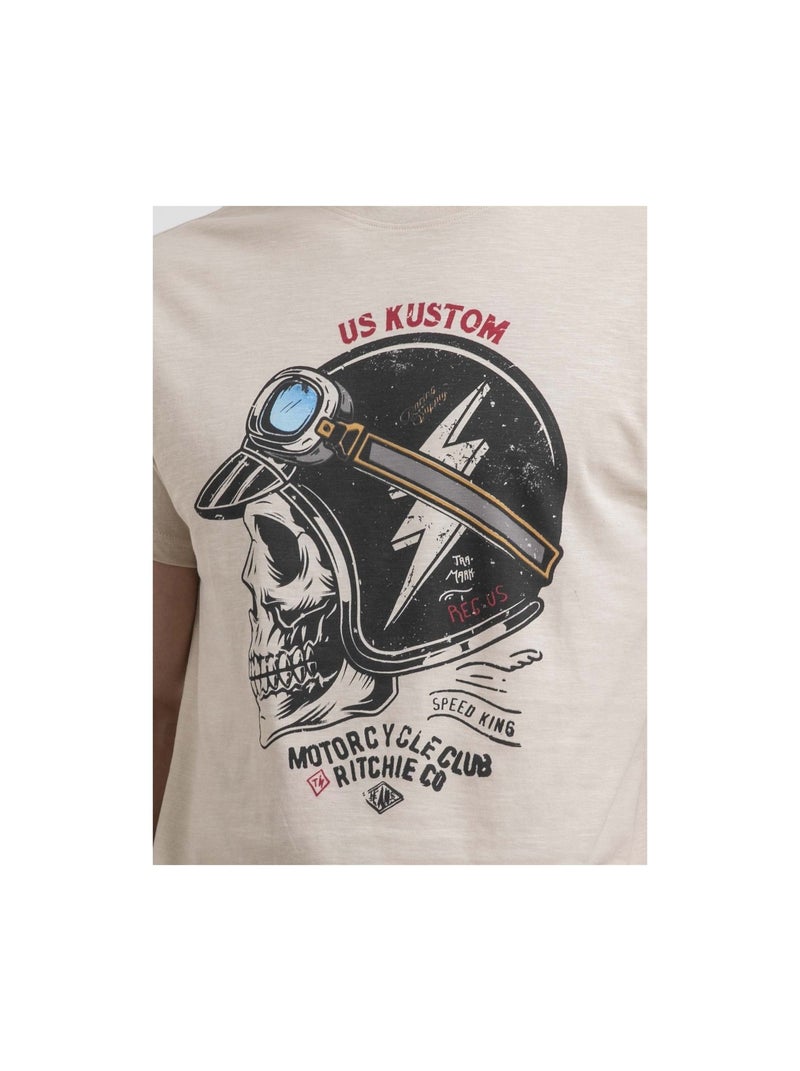 T-shirt girocollo puro cotone NAPAMOX Beige - Kiabi