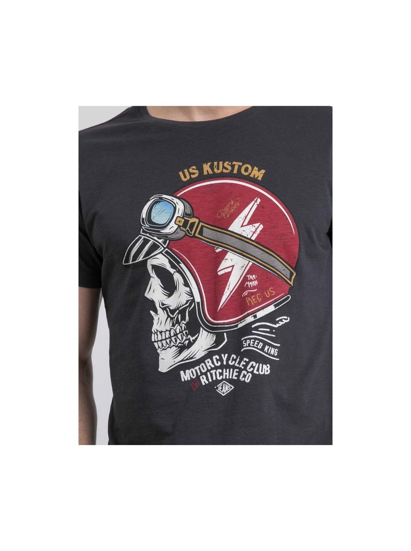 T-shirt girocollo puro cotone NAPAMOX Grigio antracite - Kiabi