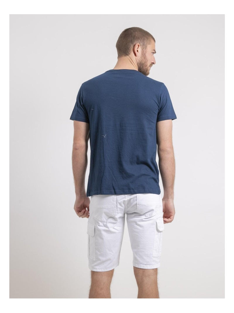 T-shirt girocollo puro cotone NELIZIO Blu - Kiabi