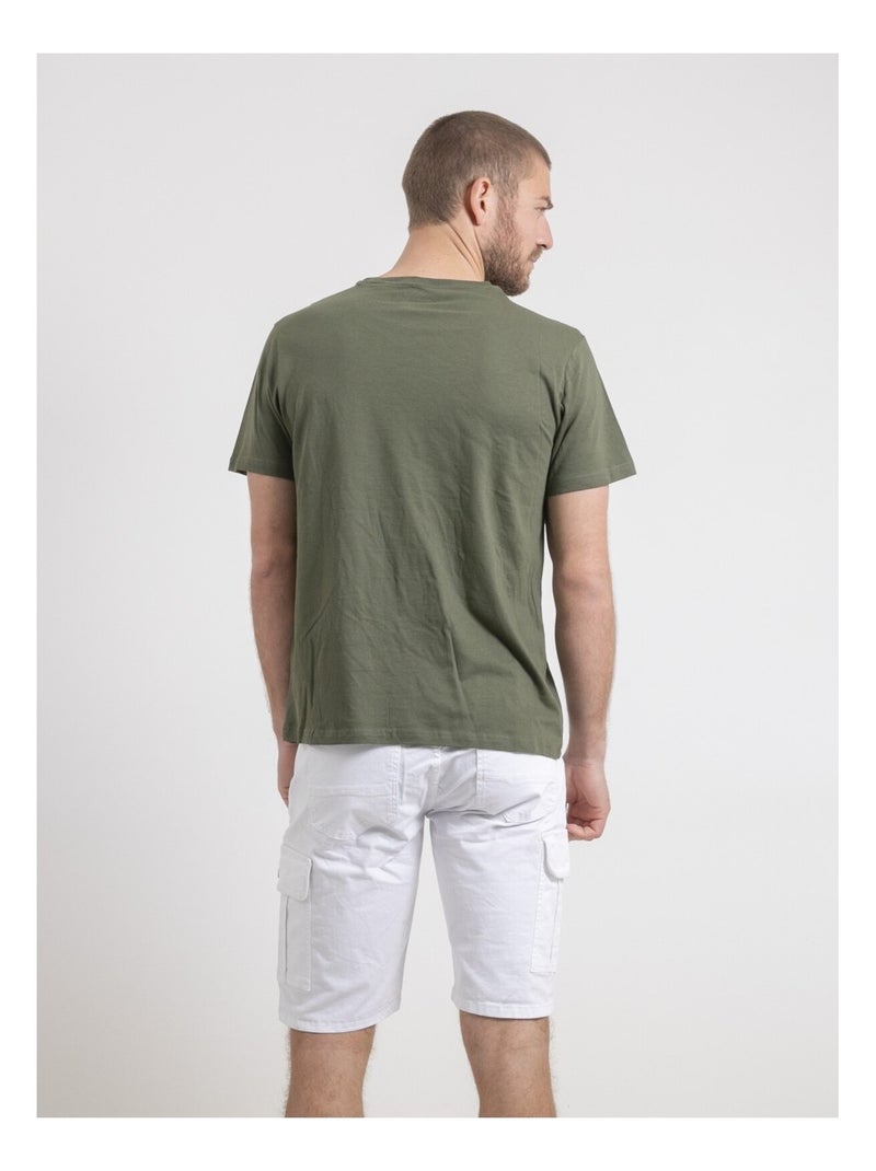 T-shirt girocollo puro cotone NELIZIO Cachi - Kiabi