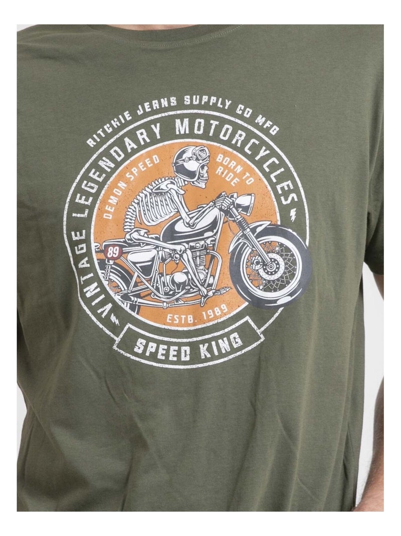 T-shirt girocollo puro cotone NELIZIO Cachi - Kiabi