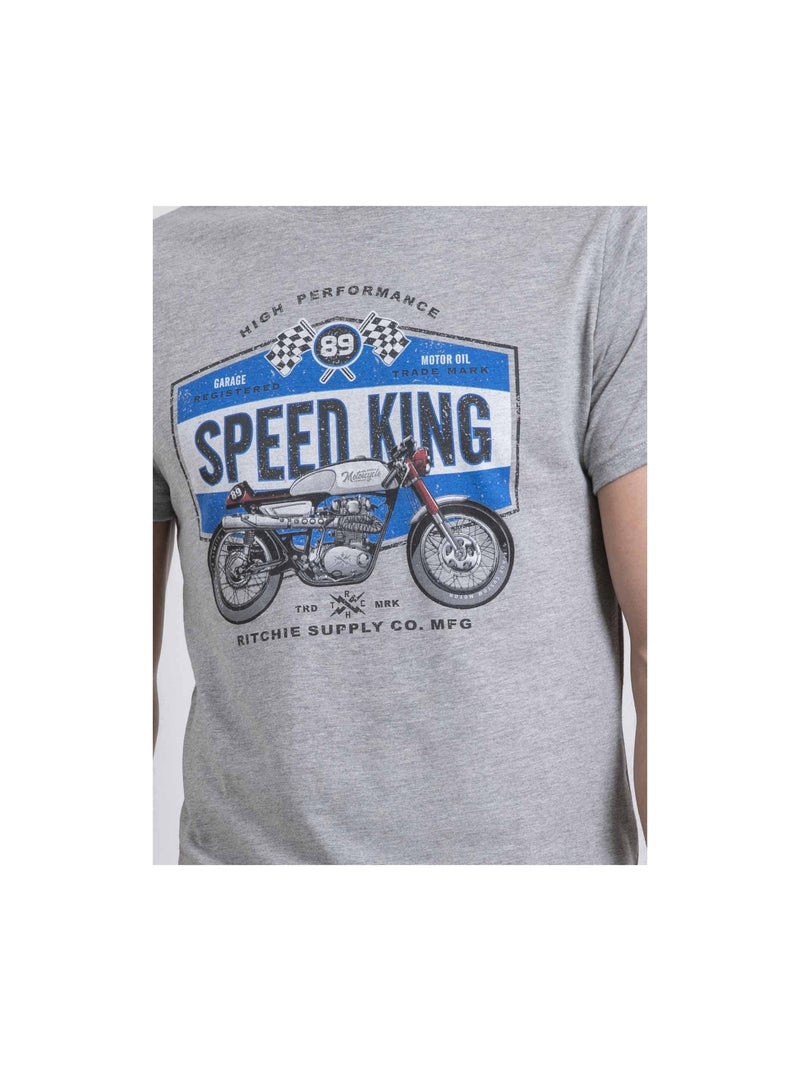 T-shirt girocollo puro cotone NELORIC Grigio - Kiabi