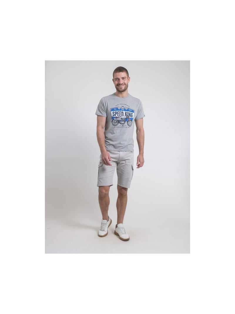 T-shirt girocollo puro cotone NELORIC Grigio - Kiabi