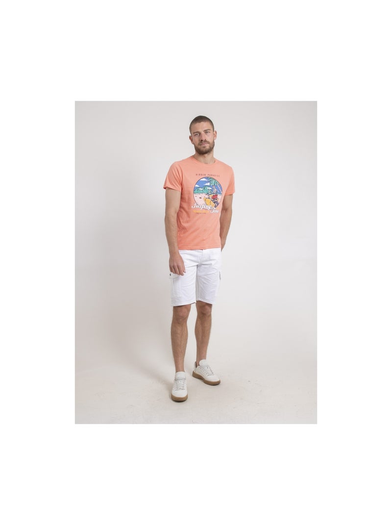 T-shirt girocollo puro cotone NEROMAX Arancione corallo - Kiabi