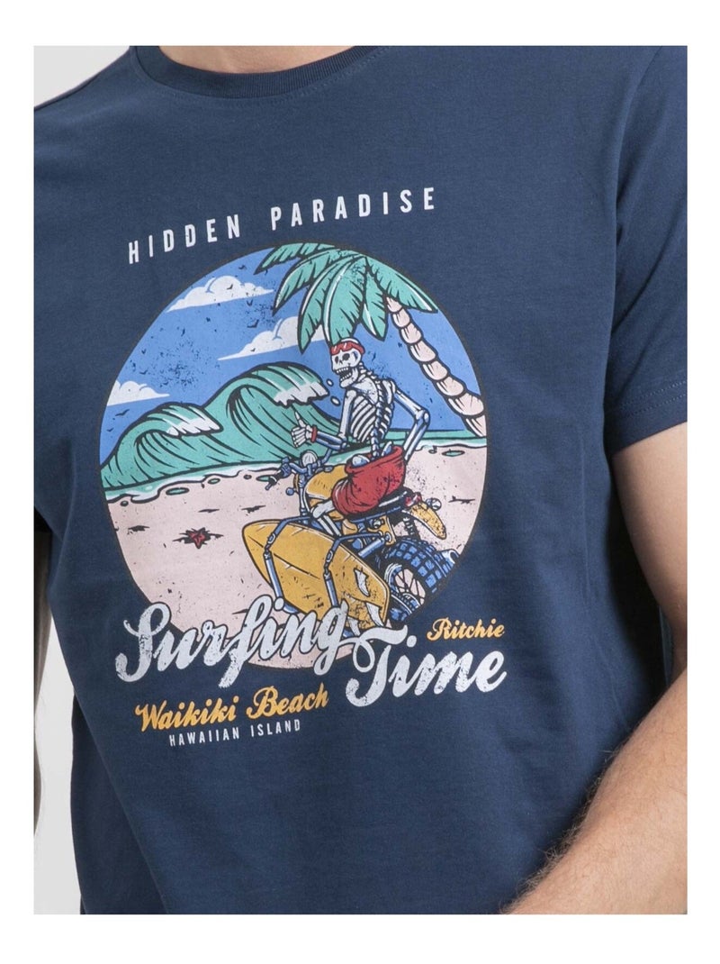 T-shirt girocollo puro cotone NEROMAX Blu - Kiabi