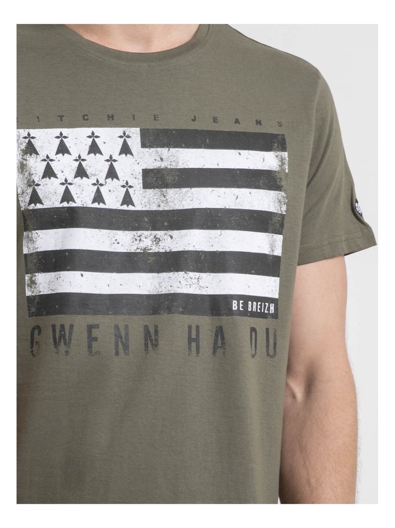 T-shirt girocollo puro cotone NEVENOU Cachi - Kiabi