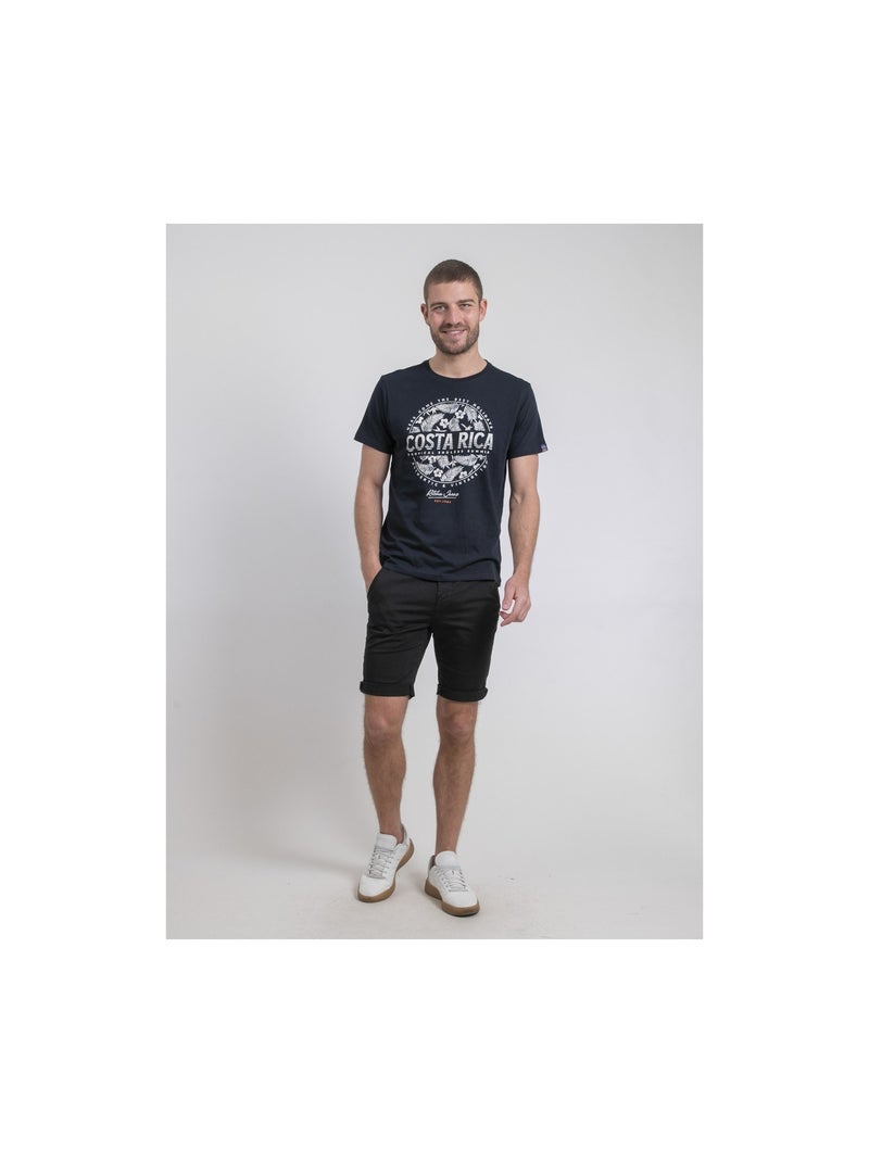 T-shirt girocollo puro cotone NEVOLTA Blu marino - Kiabi