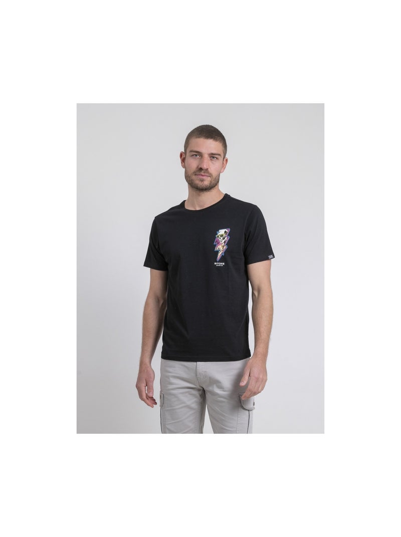 T-shirt girocollo puro cotone NIKISKULL Cachi - Kiabi