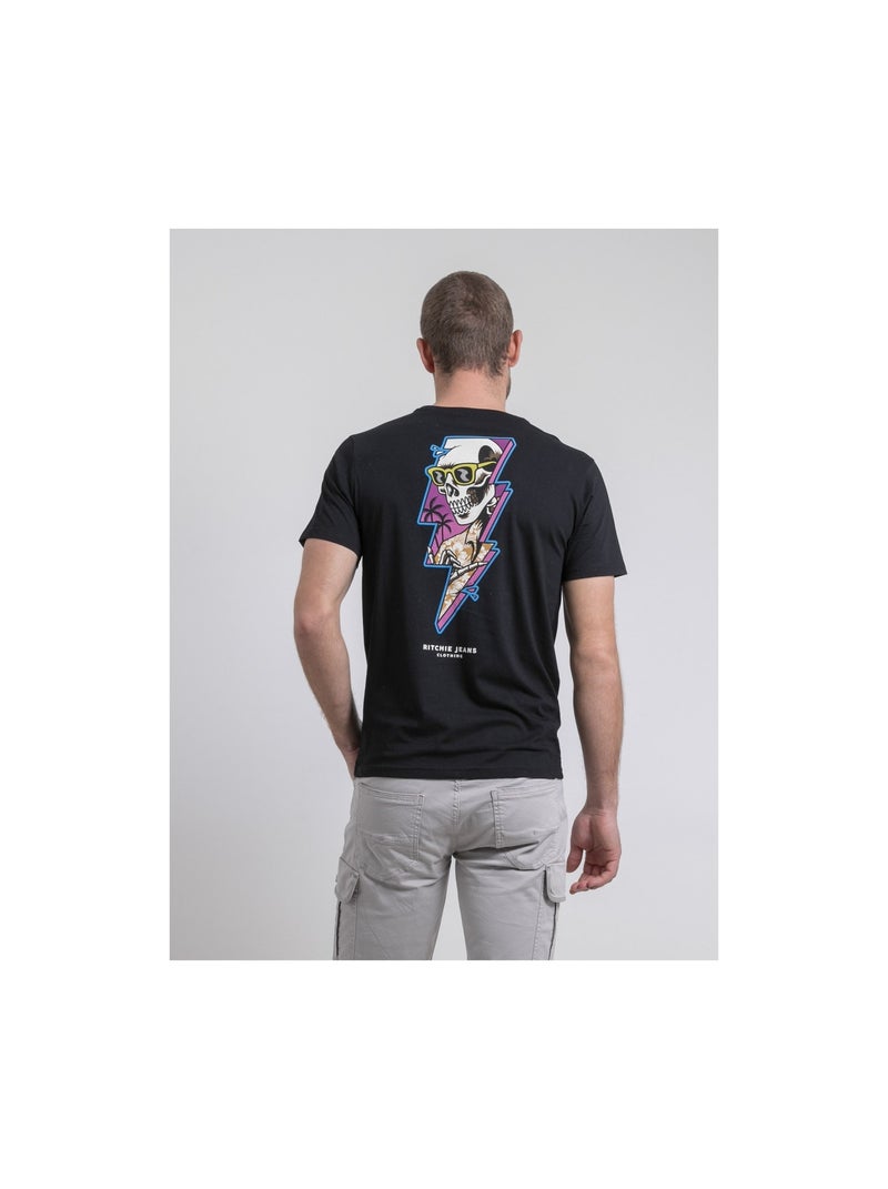 T-shirt girocollo puro cotone NIKISKULL Nero - Kiabi