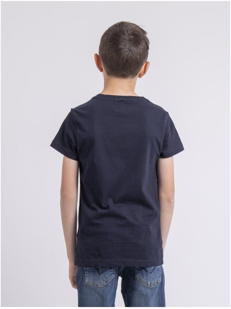 T-shirt girocollo puro cotone NOCLARK-J Blu marino - Kiabi