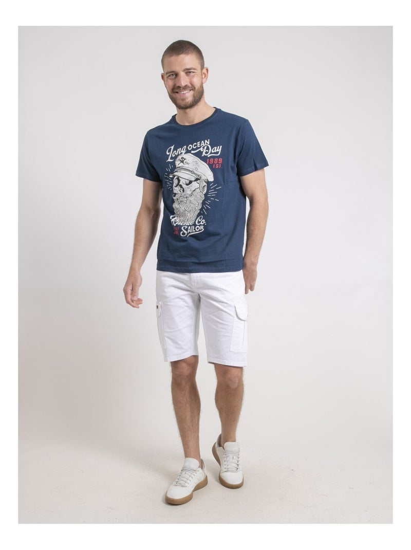 T-shirt girocollo puro cotone NUBENOIT Blu - Kiabi